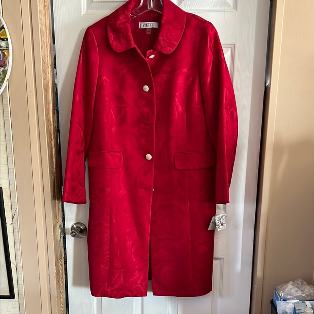 Kasper Red Suit Long Jacket Timeless Design